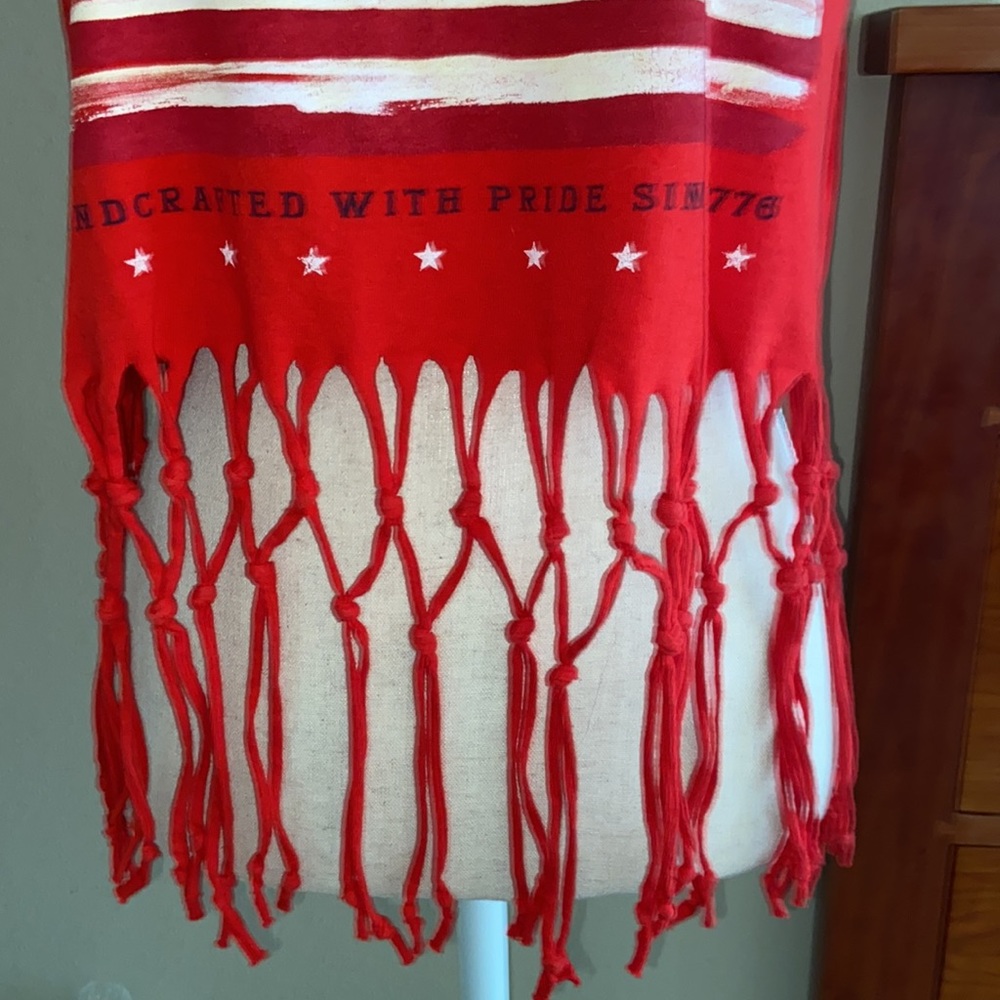 4th of July Independence Day Patriotic American Flag Fringe Knot Crop Tank Top - Picture 5 of 8